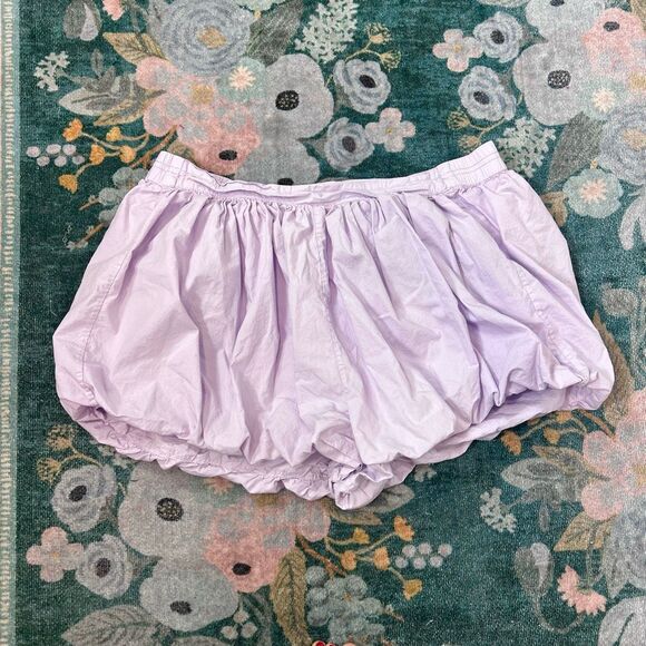Free People Shorts Bubble Hem Womens Large Purple Cotton Mini Pull On Elastic L - Picture 9 of 9